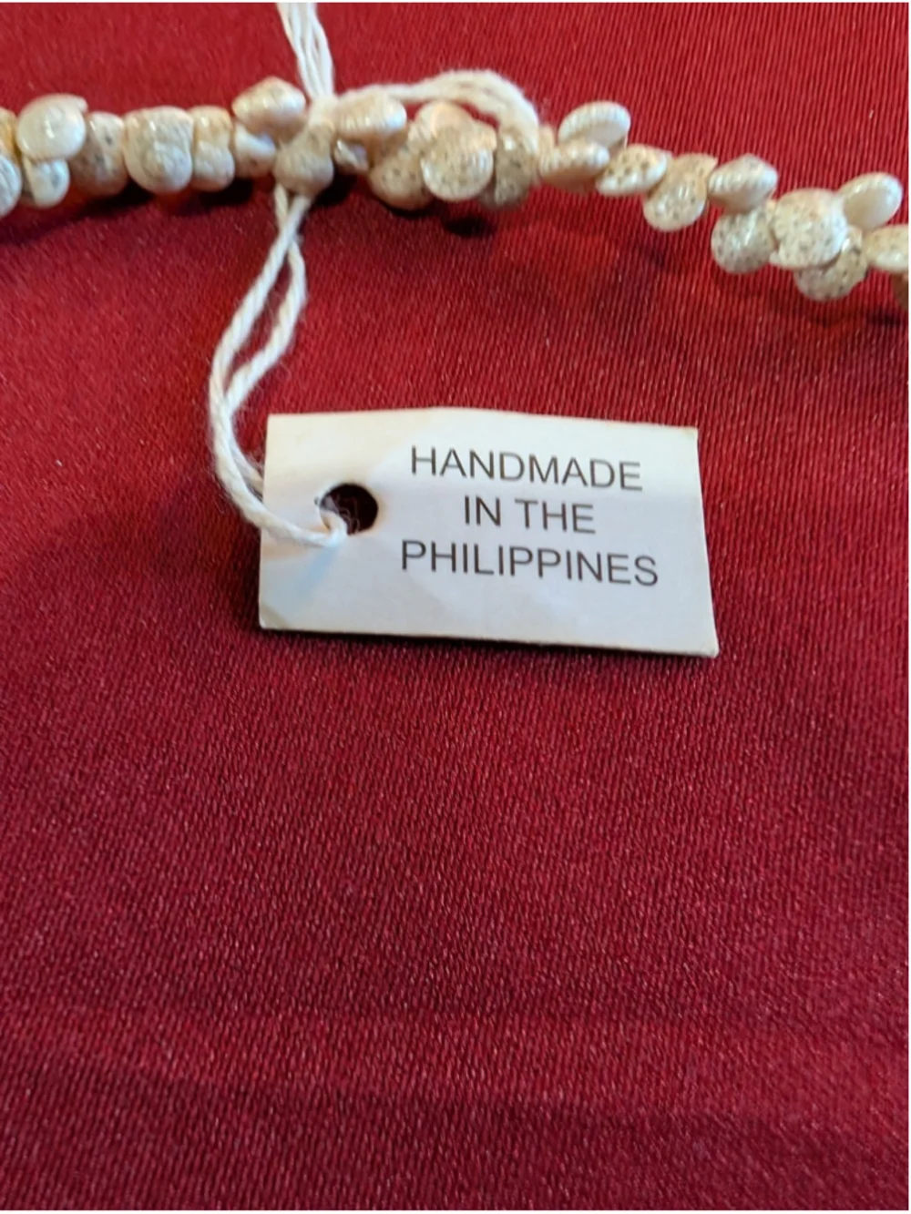 Handmade Philippines White Mongo Shell Bead Strand Necklace Baroque Beach